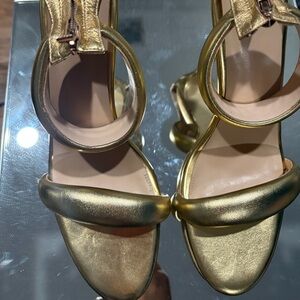 Gold Puffed Metallic Sandals